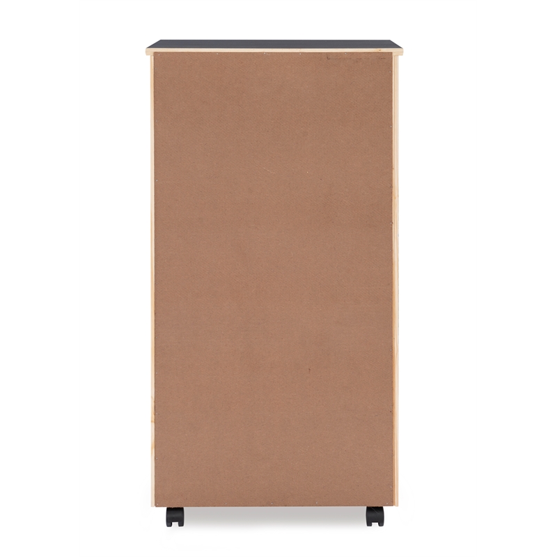 Maklaine Transitional Eight Drawer Rolling Storage Cart in Gray Wood