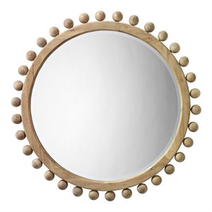 Maklaine Coastal Beveled Transitional Fir Wood Mirror in Natural