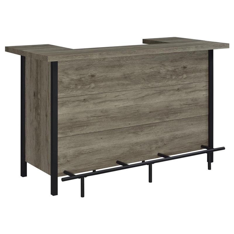 Maklaine Farmhouse Freestanding Home Bar Wine Cabinet Grey Driftwood