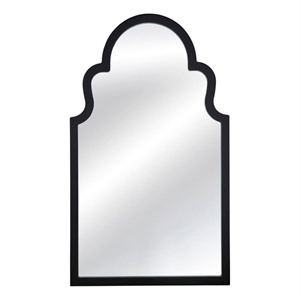 Maklaine Soft Rounded Silhouette Wood Frame Wall Mirror in Black Lacquer