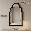 Maklaine Soft Rounded Silhouette Wood Frame Wall Mirror in Black Lacquer