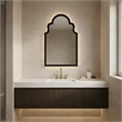 Maklaine Soft Rounded Silhouette Wood Frame Wall Mirror in Black Lacquer