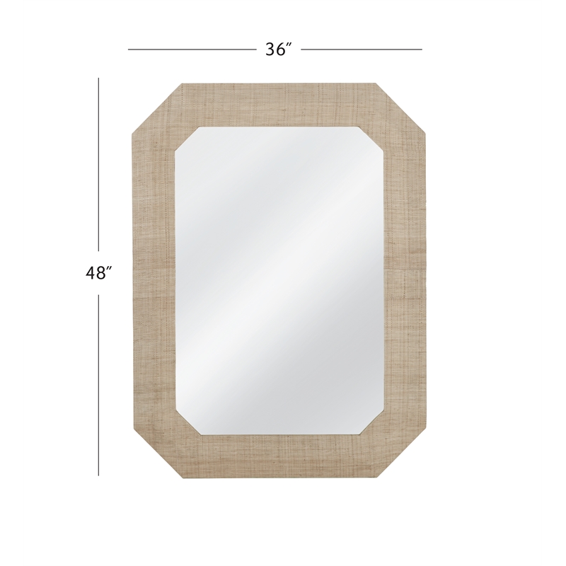Maklaine Rectangular Wall Mirror with Natural Raffia Wrapped Frame