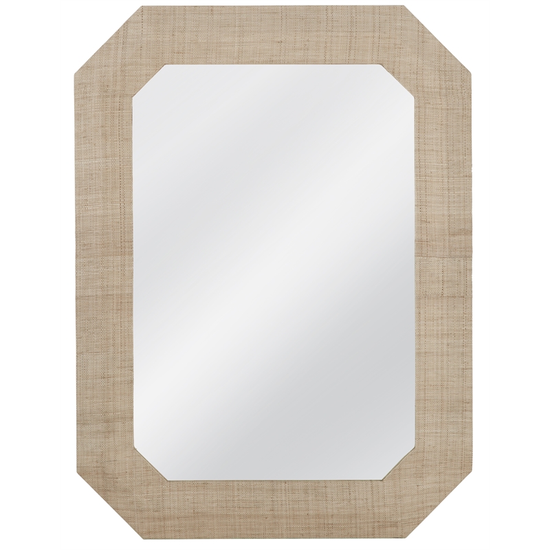 Maklaine Rectangular Wall Mirror with Natural Raffia Wrapped Frame
