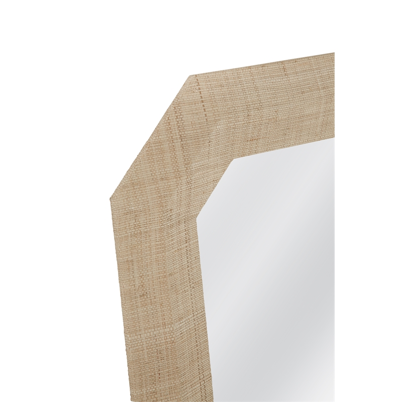 Maklaine Rectangular Wall Mirror with Natural Raffia Wrapped Frame