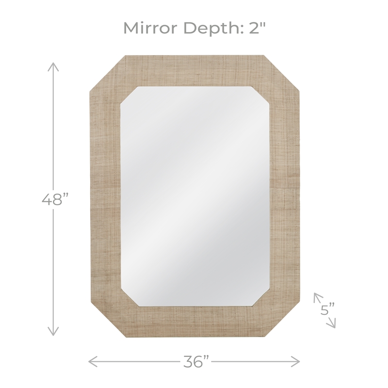 Maklaine Rectangular Wall Mirror with Natural Raffia Wrapped Frame