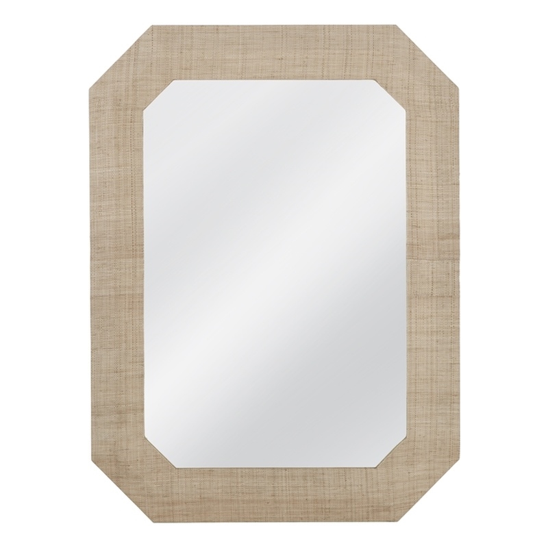 Maklaine Rectangular Wall Mirror with Natural Raffia Wrapped Frame