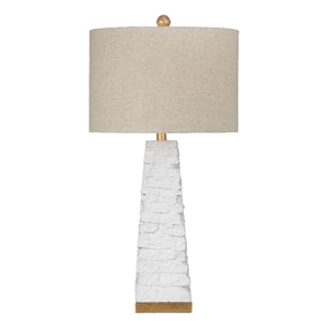 Maklaine Comoros Table Lamp in Matte White Resin with Drum Shade