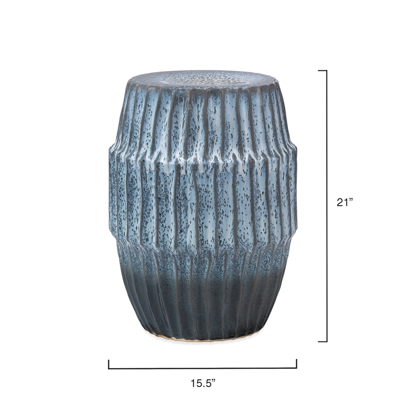 Maklaine Contemporary Hollow Center Coastal Ceramic Side Table in Blue