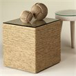 Maklaine Handwoven Coastal Rattan and Glass Side Table in Natural