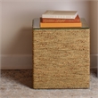 Maklaine Handwoven Coastal Rattan and Glass Side Table in Natural