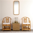 Maklaine Handwoven Coastal Rattan and Glass Side Table in Natural