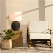 Maklaine Handwoven Coastal Rattan and Glass Side Table in Natural