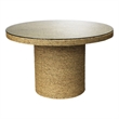 Maklaine Round Coastal Rattan and Glass Bistro Table in Natural