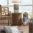Maklaine Round Coastal Rattan and Glass Side Table in Natural