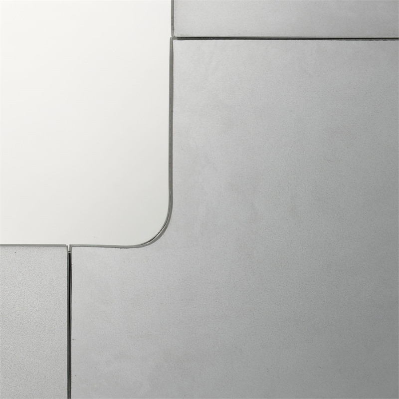 Maklaine Large Mercury Glass Border Iron Wall Mirror With Rounded Corners