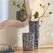 Maklaine Contemporary Handmade Ceramic Vase Set Medium and Small in Blue