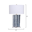Maklaine Handmade Ceramic Table Lamp With Oval Linen Shade in Blue