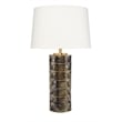 Maklaine Handmade Iridescent Espresso Ceramic Table Lamp With Linen Shade
