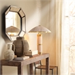 Maklaine Whitewashed Rattan Table Lamp With Brass Trim in Natural Beige