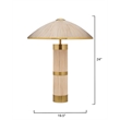 Maklaine Whitewashed Rattan Table Lamp With Brass Trim in Natural Beige