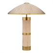 Maklaine Whitewashed Rattan Table Lamp With Brass Trim in Natural Beige