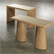 Maklaine Handwoven Seagrass Rattan and Tempered Glass Console Table in Natural