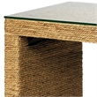 Maklaine Handwoven Seagrass Rattan and Tempered Glass Console Table in Natural