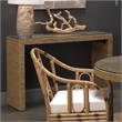 Maklaine Handwoven Seagrass Rattan and Tempered Glass Console Table in Natural