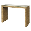 Maklaine Handwoven Seagrass Rattan and Tempered Glass Console Table in Natural