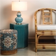 Maklaine Handmade Geometric Ceramic Side Table in Azure Blue Teal