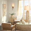 Maklaine Oval Hand-Woven Corn Straw Rattan and Glass Side Table in Natural