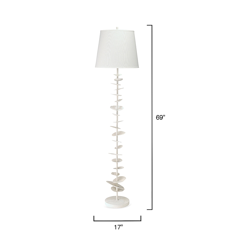 Maklaine 1-Light Sculptural Gesso and Linen Cone Floor Lamp in White
