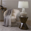 Maklaine Handmade Ceramic Sculptural Table Lamp With Linen Shade in Off White