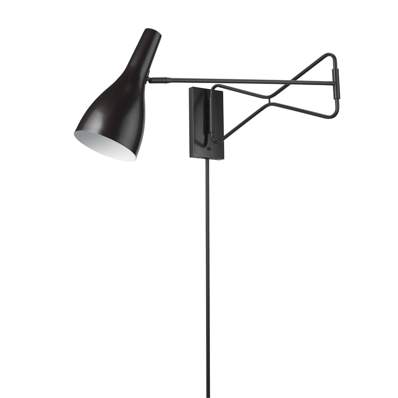 Maklaine Swing Arm Steel Wall Sconce With White Hood in Oil Rubbed Bronze