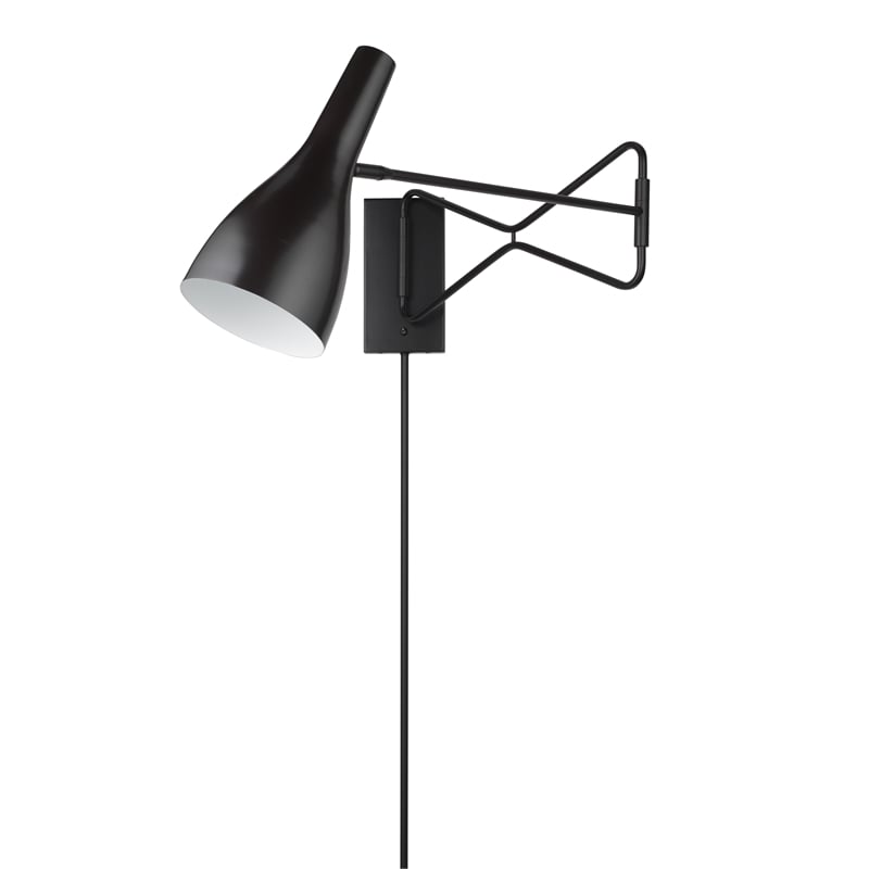 Maklaine Swing Arm Steel Wall Sconce With White Hood in Oil Rubbed Bronze