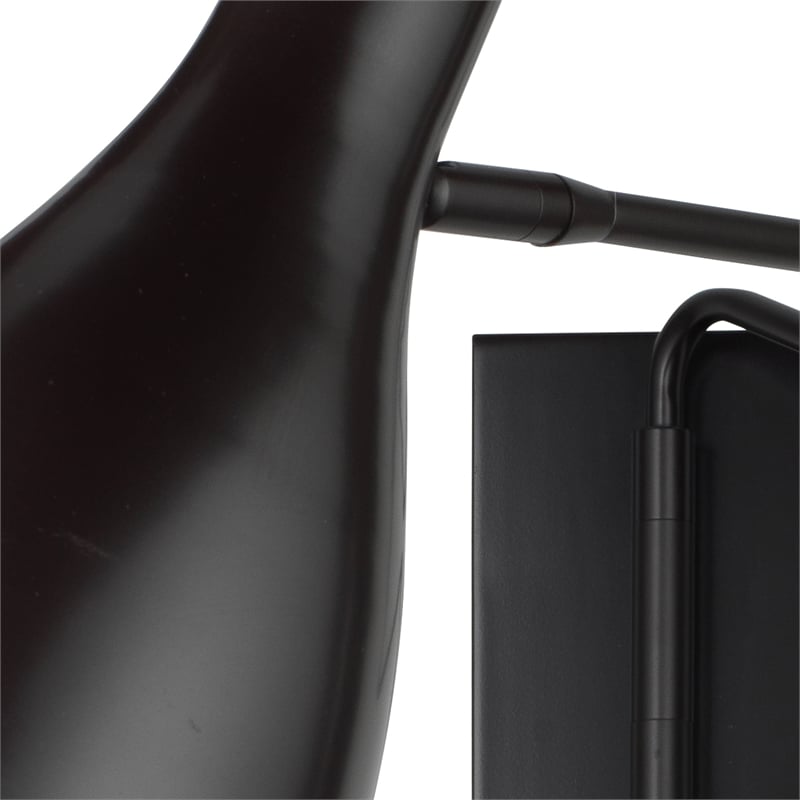 Maklaine Swing Arm Steel Wall Sconce With White Hood in Oil Rubbed Bronze