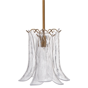 Maklaine Contemporary 1-Light Mouth-Blown Glass Pendant in Clear