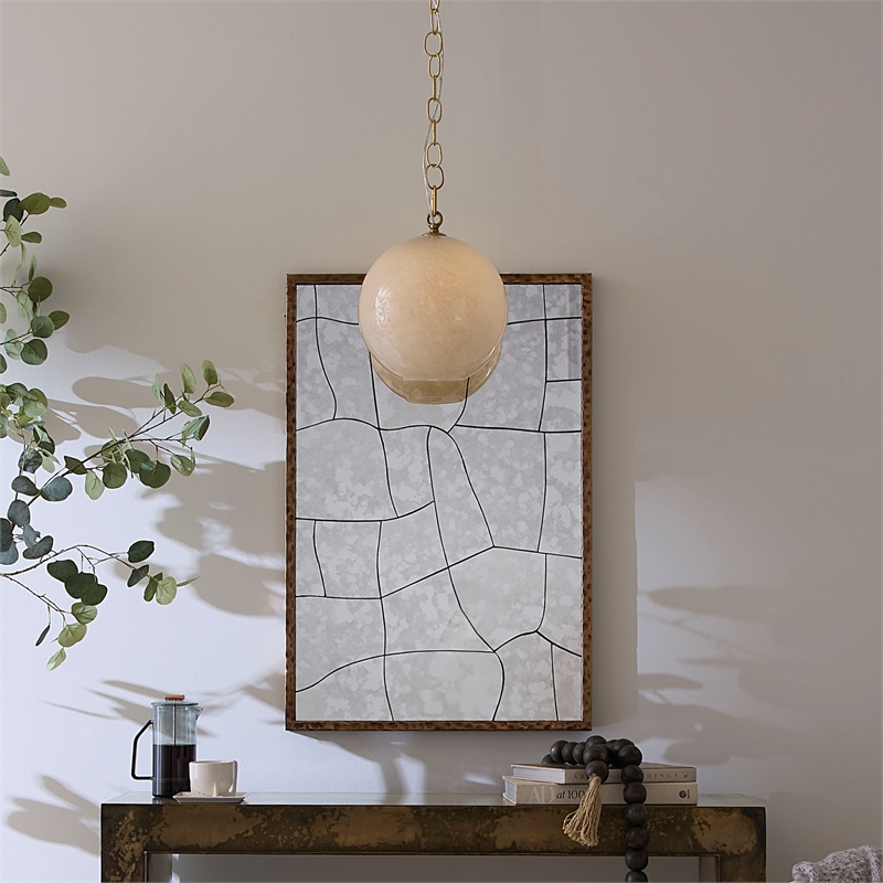 Maklaine Contemporary 1-Light Hand-Blown Glass Globe Pendant in Taupe