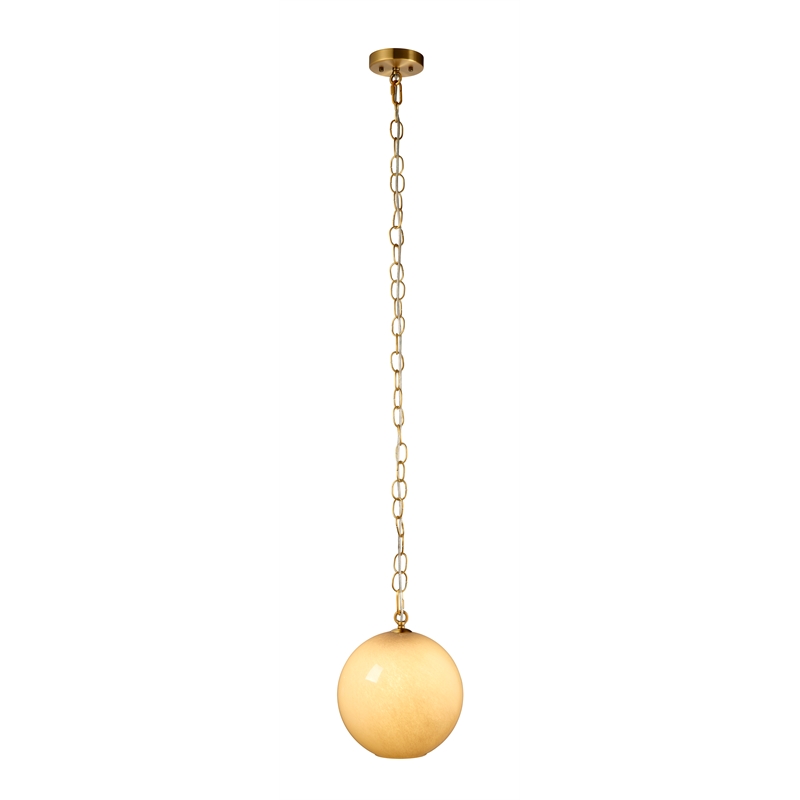 Maklaine Contemporary 1-Light Hand-Blown Glass Globe Pendant in Taupe