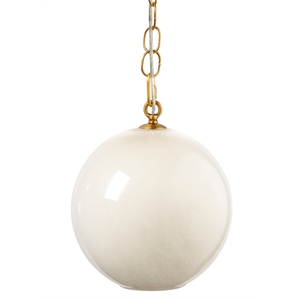 Maklaine Contemporary 1-Light Hand-Blown Glass Globe Pendant in Taupe