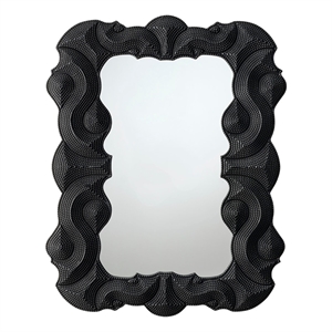Maklaine Artisan Resin Abstract Beaded Frame Wall Mirror in Black