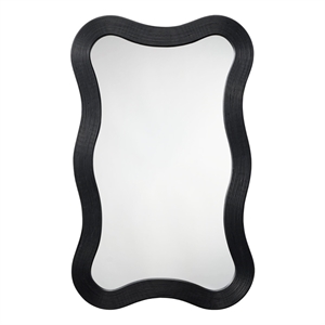 Maklaine Artisan-Crafted Natural Bamboo Wall Mirror in Black