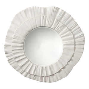Maklaine Artisan Resin Petal-Shaped Beveled Wall Mirror in White