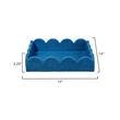 Maklaine Handcrafted Natural Raffia Small Tray With Scalloped Edge in Indigo