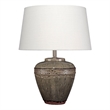 Maklaine Handmade Gray Reactive Glaze Ceramic Table Lamp With Linen Shade