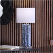 Maklaine Small Handmade Scalloped Ceramic Table Lamp With Linen Shade in Blue