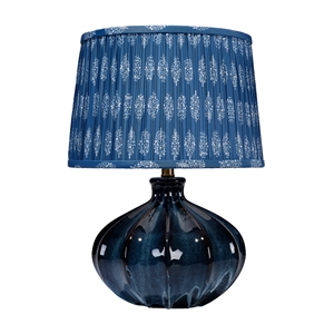 Maklaine Handmade Gourd Reactive Glaze Ceramic Table Lamp in Blue