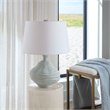 Maklaine Handmade Cloud-Inspired Ceramic Table Lamp With Linen Shade in Blue