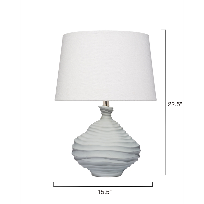 Maklaine Handmade Cloud-Inspired Ceramic Table Lamp With Linen Shade in Blue